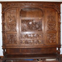 Conjunto de mesa de despacho madera tallada